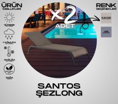 SANTOS Alüminyum Kahve 2'li Şezlong Seti