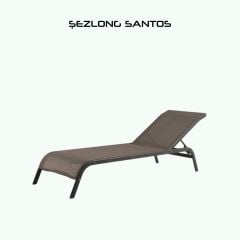 SANTOS Alüminyum Gövde Kolsuz Kahve Şezlong (2 adet)