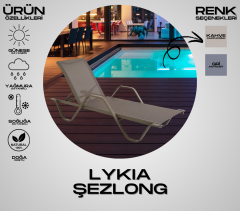 LYKIA Alüminyum Gövde Fileli Kumaş Kollu Kahve Şezlong