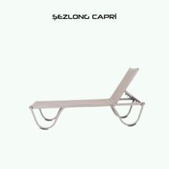 CAPRİ Alüminyum Gövde Kolsuz Kahve Şezlong - (2 adet)