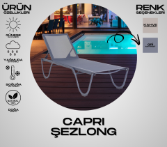CAPRİ Alüminyum Gövde Kolsuz Gri Şezlong