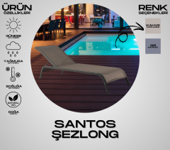 SANTOS Alüminyum Gövde Kolsuz Kahve Şezlong