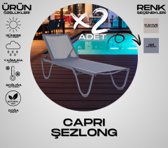 CAPRİ Alüminyum Gövdeli Gri 2'li Şezlong Seti