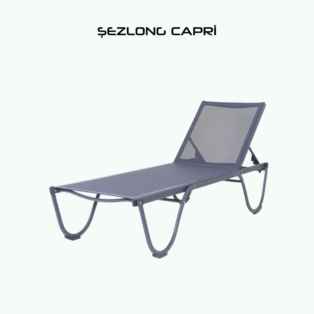 CAPRİ Alüminyum Gövdeli Gri 2'li Şezlong Seti