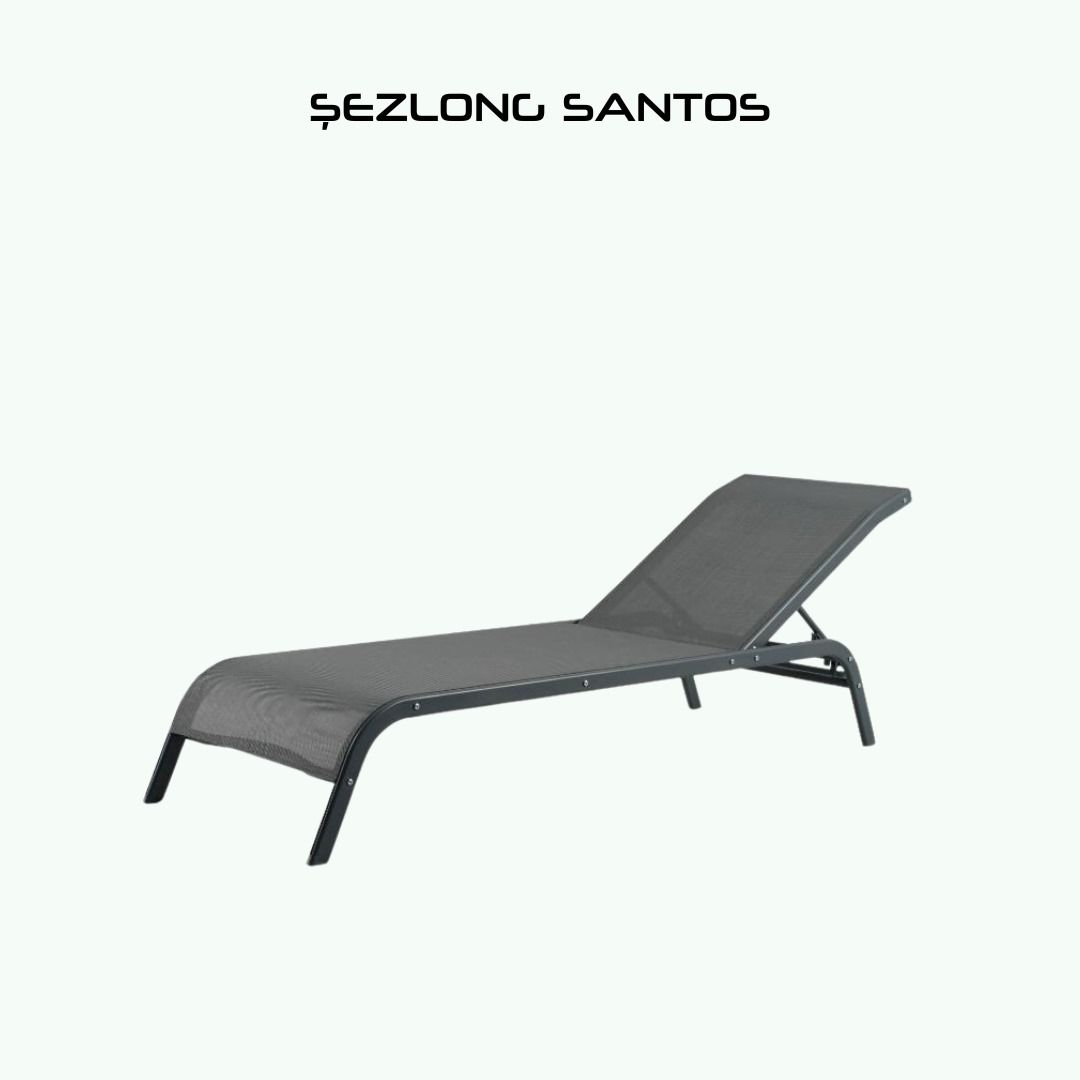 SANTOS Alüminyum Gövdeli Gri 2'li Şezlong Seti