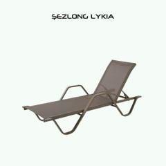 LYKIA Alüminyum Gövde Fileli Kumaş Kollu Kahve Şezlong (2 adet)