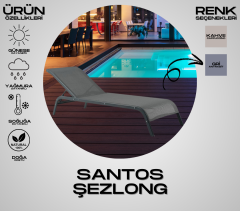 SANTOS Alüminyum Gövde Kolsuz Gri Şezlong