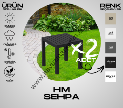 HM Mini Sehpa Siyah (2 Adet)
