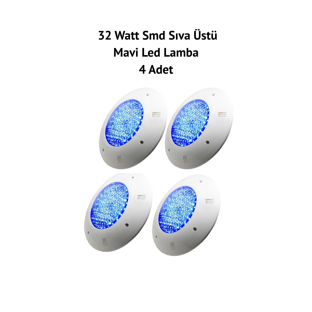 HM TND Mavi Led Lamba 32 Watt Sıva Üstü 4 Adet Set